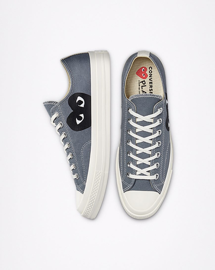 Tenis Converse x Comme des Garçons PLAY Chuck 70 Cano Baixo Feminino Cinzentas Pretas | PT R054019